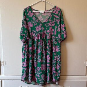 Emily Wonder Floral Green and Pink Women's Dress